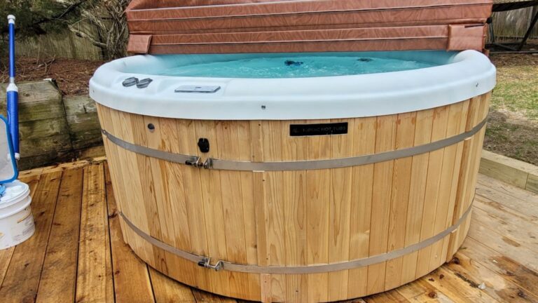 Large wooden hot tub