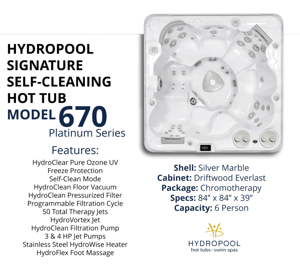 Hydropool Signature Self-Cleaning Hot Tub - Model 670 Platinum Series - Available Now