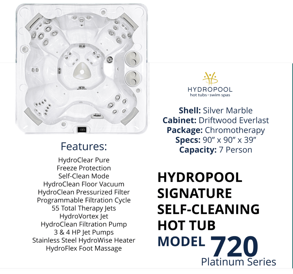 Hydropool Signature Self-Cleaning Hot Tub - Model 720 Platinum Series - Available Now